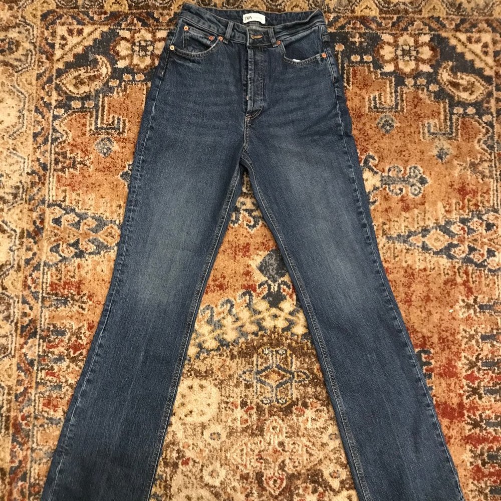 Zara High Rise Button Fly Jeans